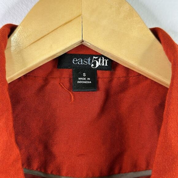 EAST 5TH Burnt Orange Linen Short Sleeve Single Breast Blouse Shirt Top Size S - Picture 7 of 9